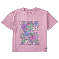 Women's Just Add Water Beachy Flowers Short Sleeve Crusher Boxy Tee