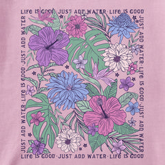Women's Just Add Water Beachy Flowers Short Sleeve Crusher Boxy Tee