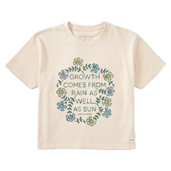Women's Growth Comes from Rain Flowers Short Sleeve Crusher Boxy Tee