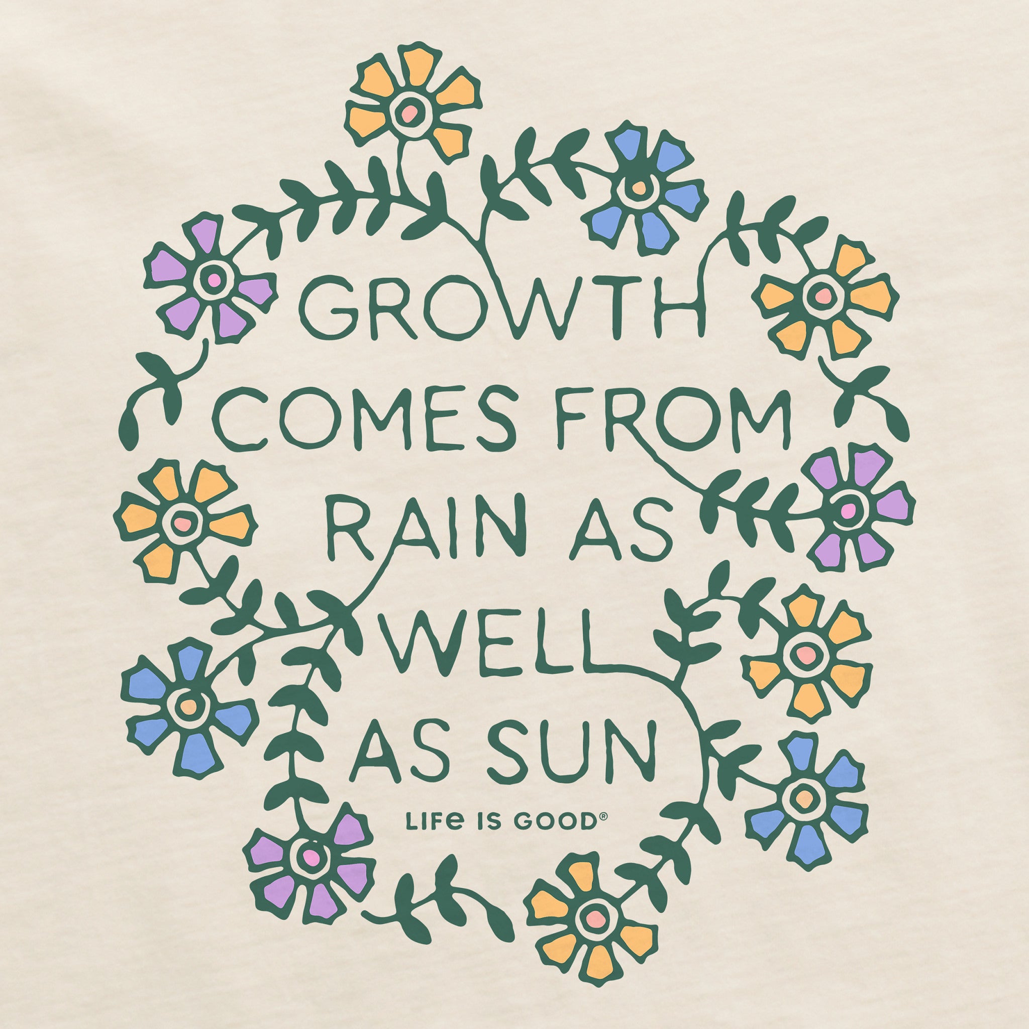 Women's Growth Comes from Rain Flowers Short Sleeve Crusher Boxy Tee