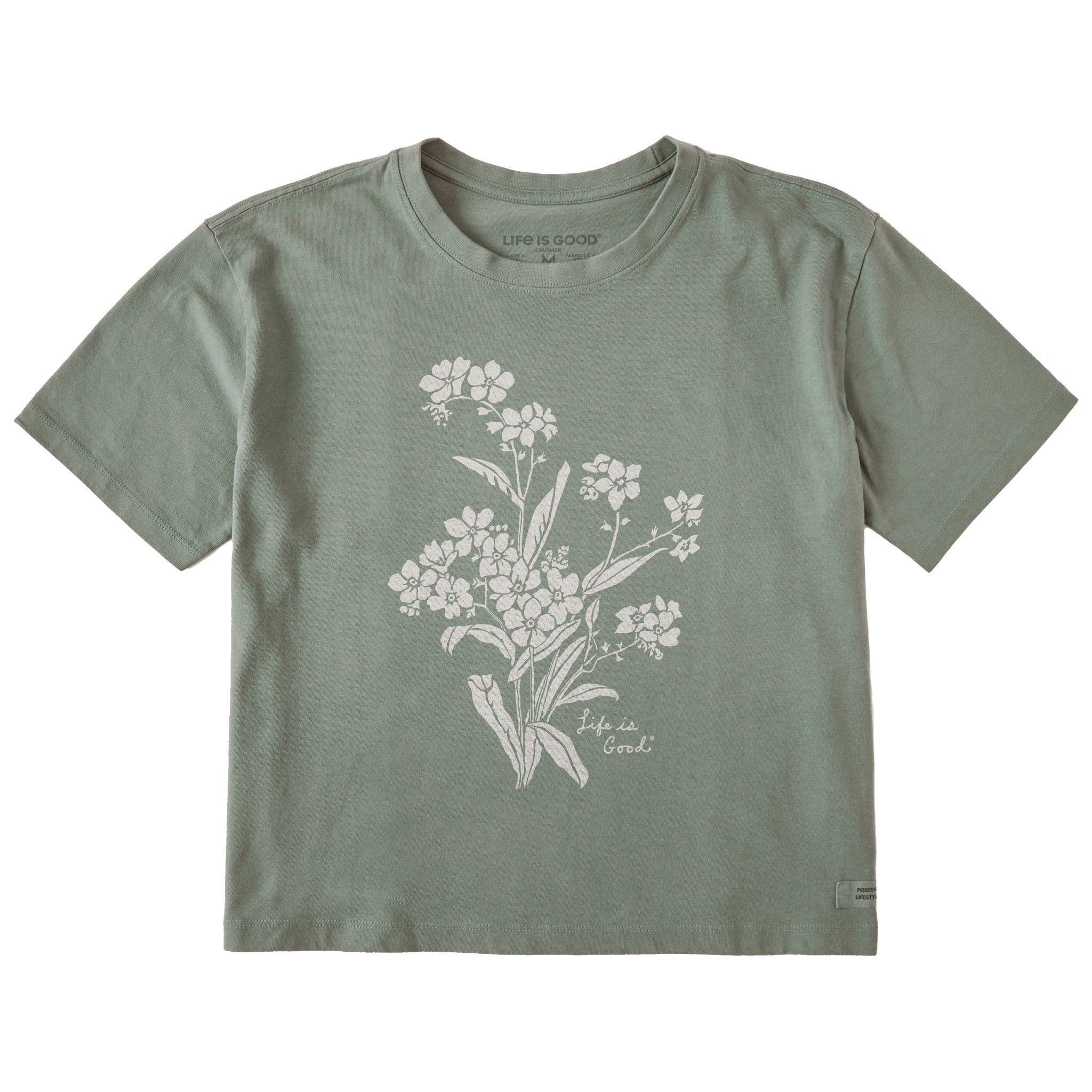 Women's Antique Flowers Short Sleeve Crusher Boxy Tee