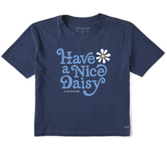 Women's Crafty Have a Nice Daisy Short Sleeve Crusher Boxy Tee