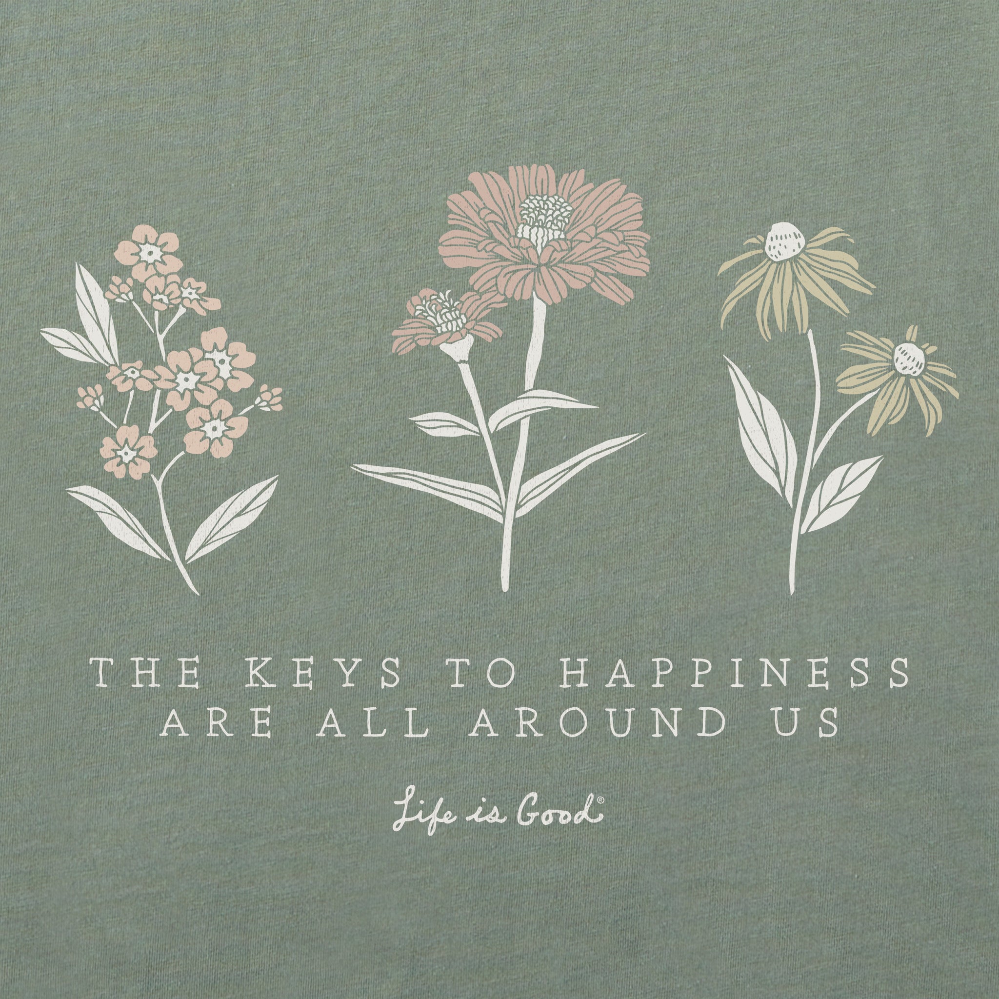 Women's Keys to Happiness Wildflowers Short Sleeve Crusher Boxy Tee