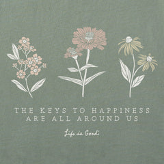 Women's Keys to Happiness Wildflowers Short Sleeve Crusher Boxy Tee