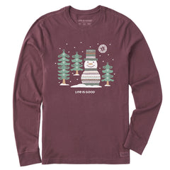 Men's Snowman and Trees Long Sleeve Crusher Tee