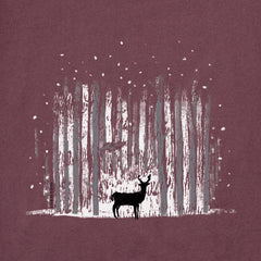 Men's Magic Deer in Snowy Woods Long Sleeve Crusher Tee