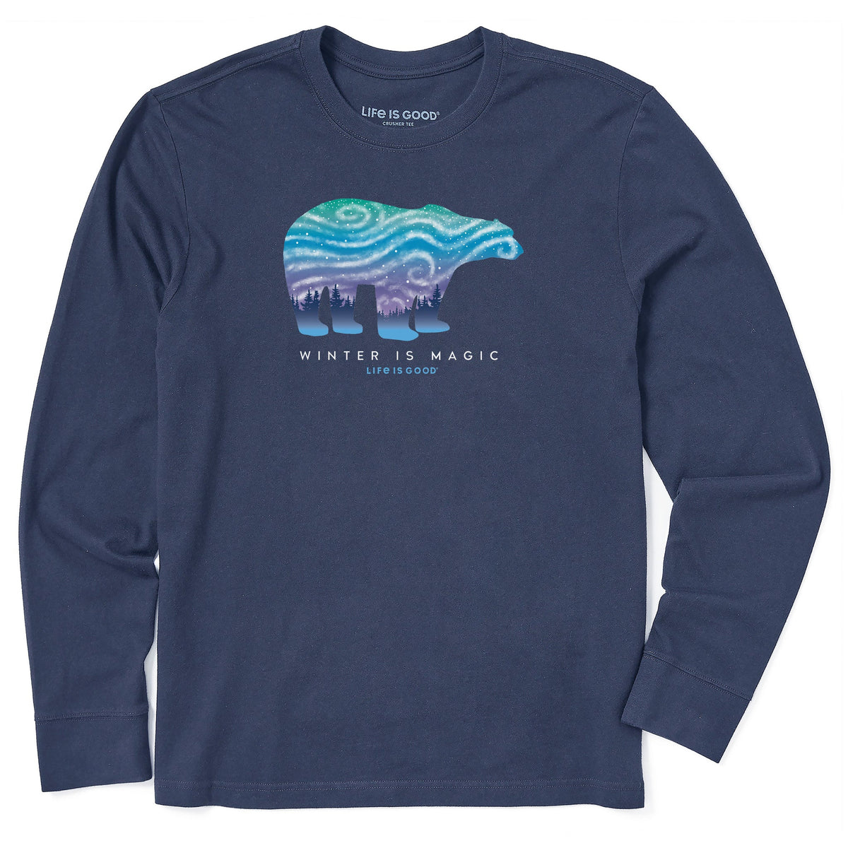 Men's Winter Is Magic Polar Bear Long Sleeve Crusher Tee