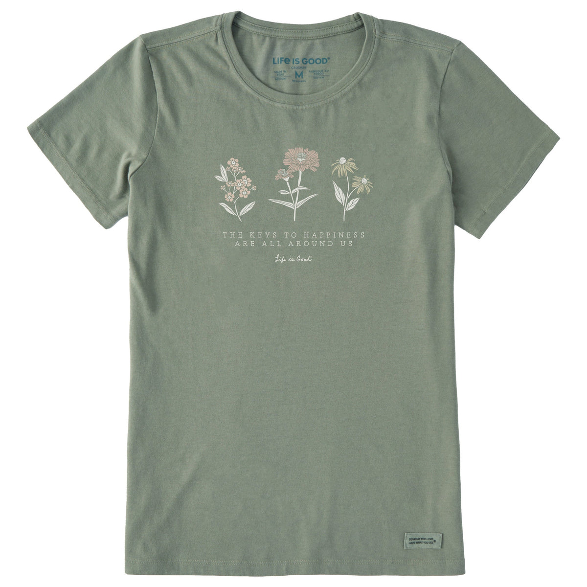 Women's Keys to Happiness Wildflowers Short Sleeve Crusher Tee