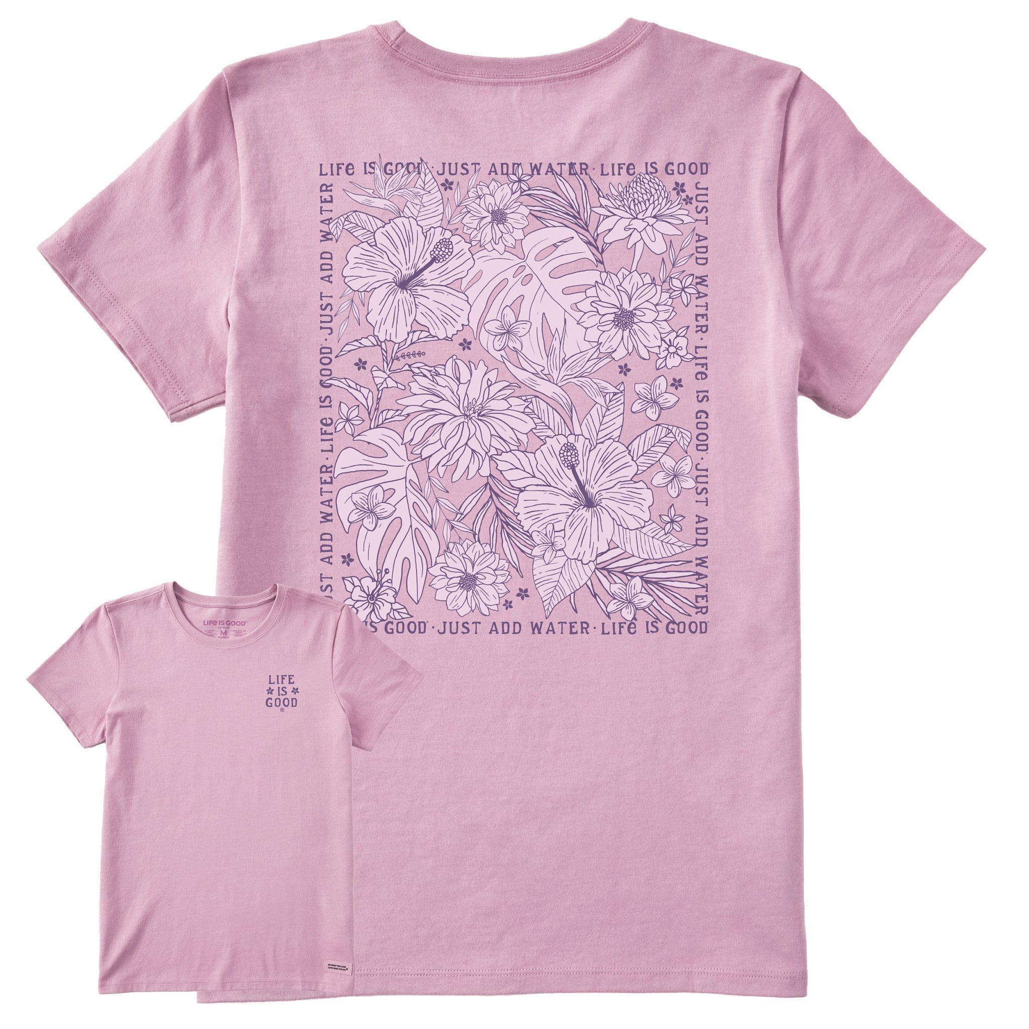 Women's Just Add Water Beachy Flowers Short Sleeve Tee