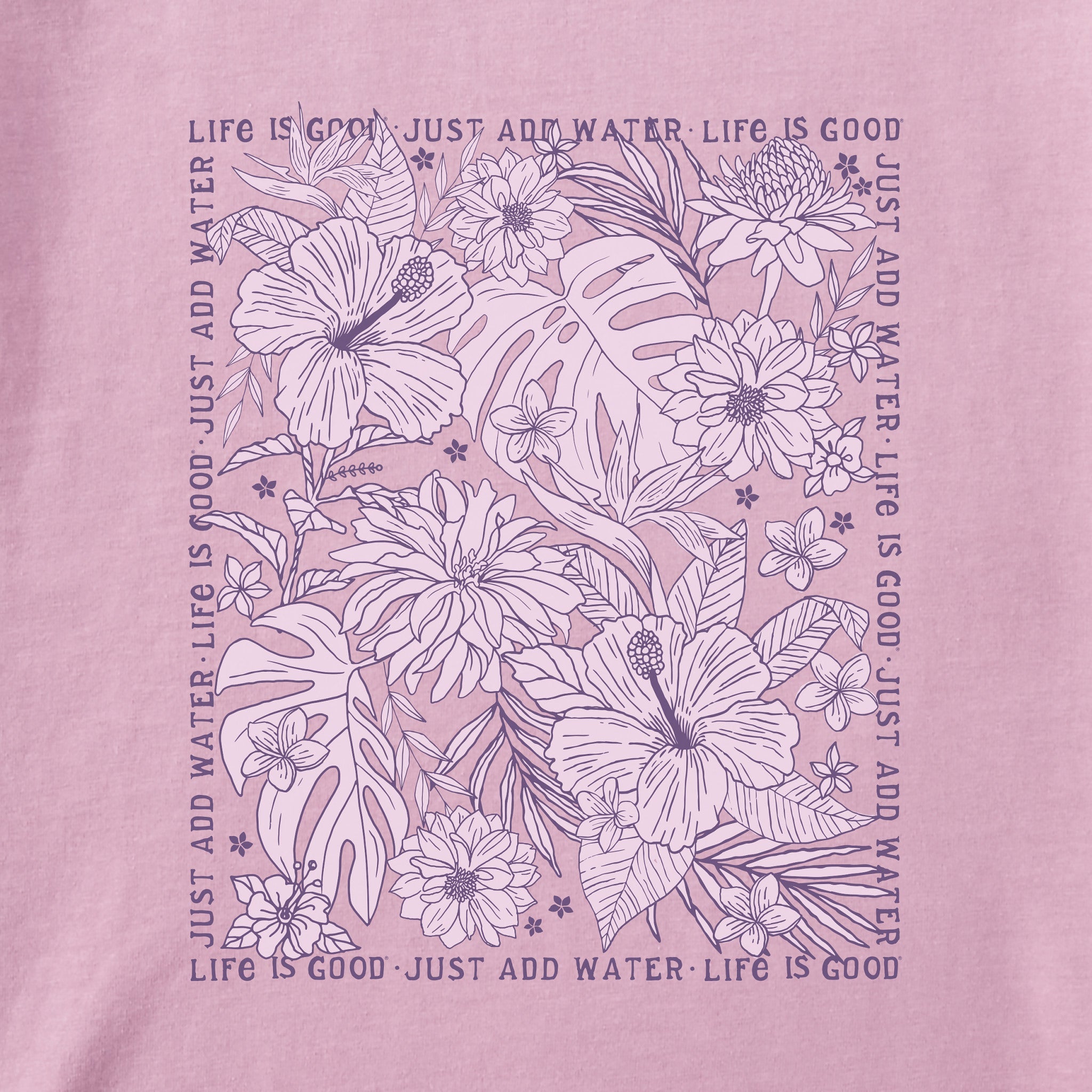 Women's Just Add Water Beachy Flowers Short Sleeve Tee