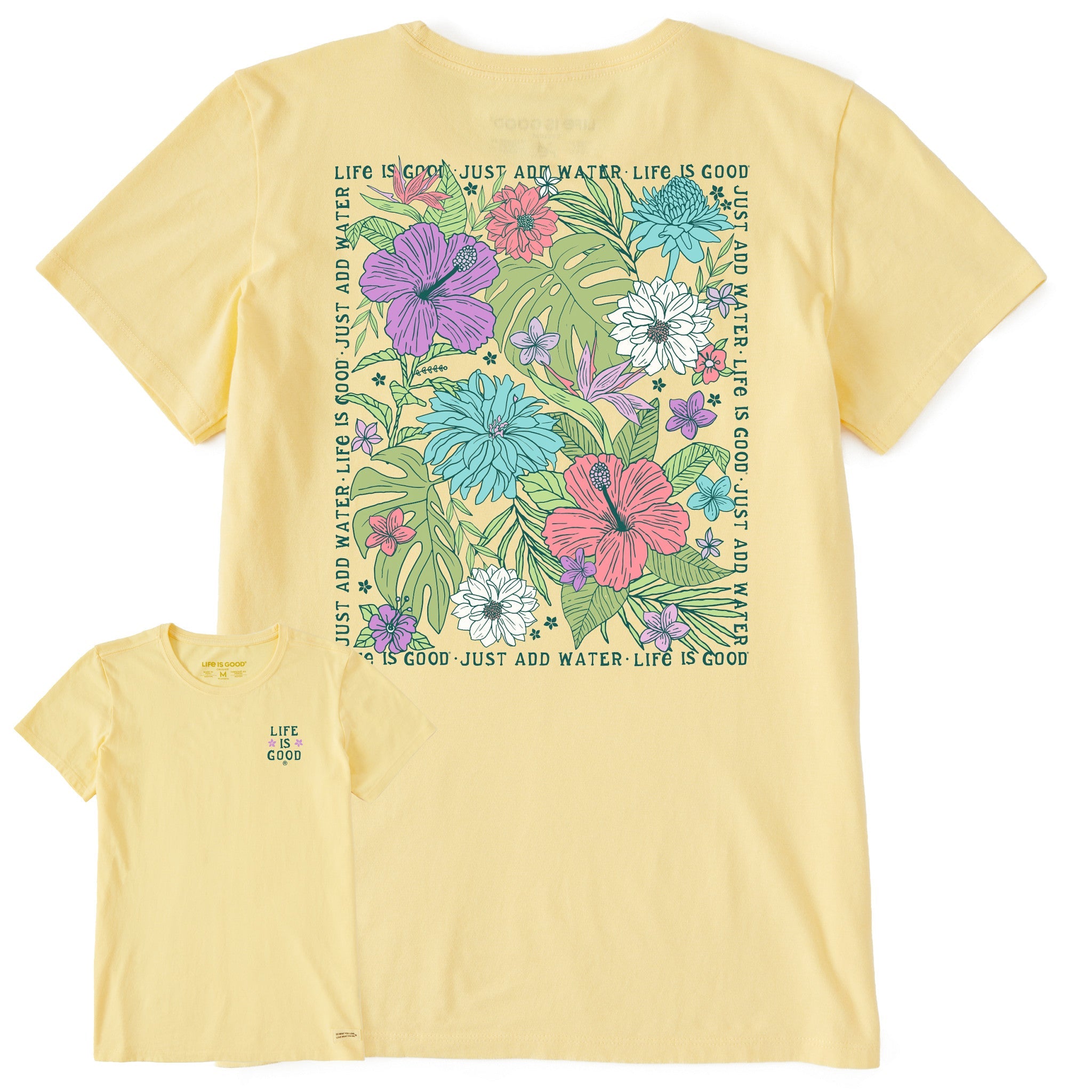 Women's Just Add Water Beachy Flowers Short Sleeve Tee