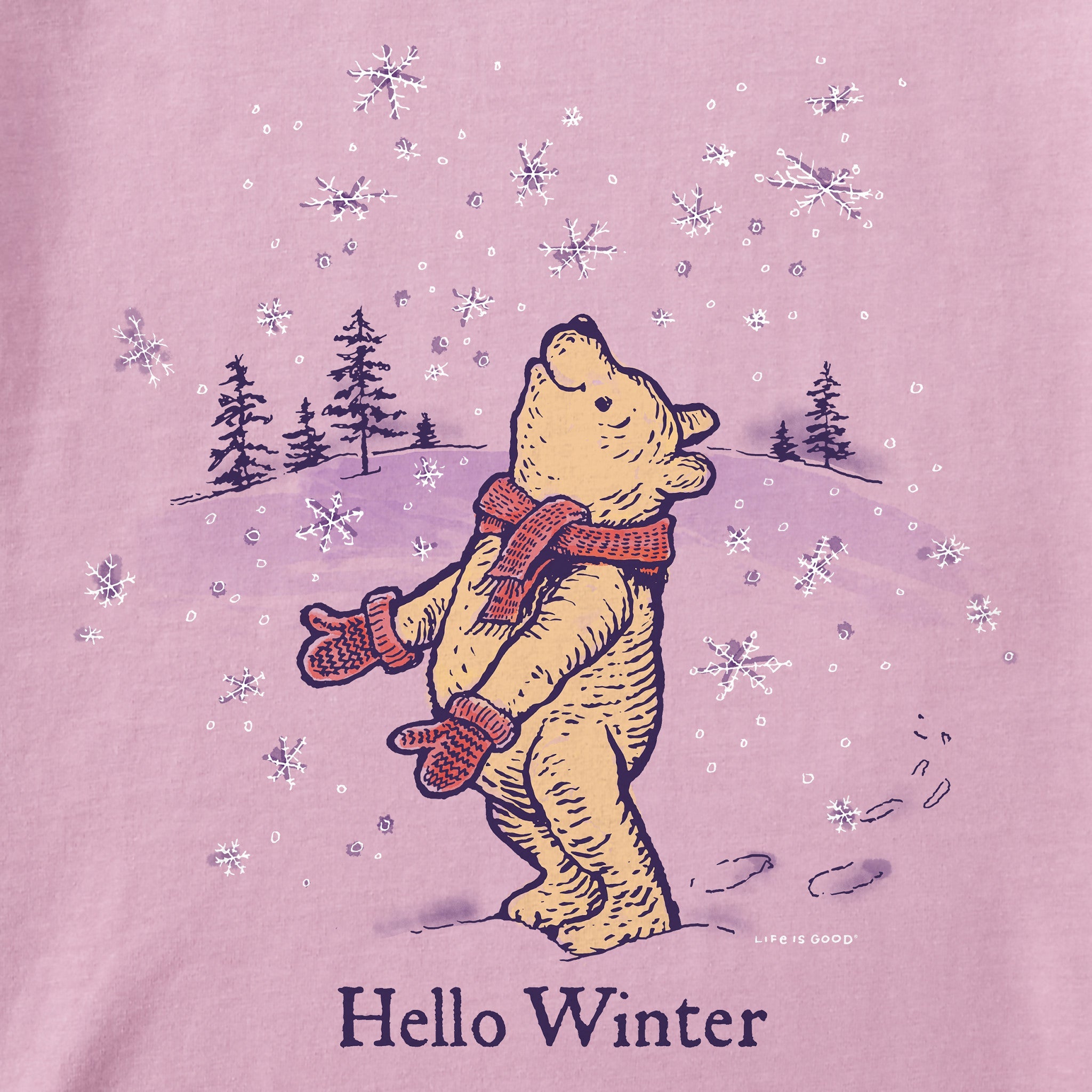 Women's Hello Winter Winnie Long Sleeve Crusher Tee
