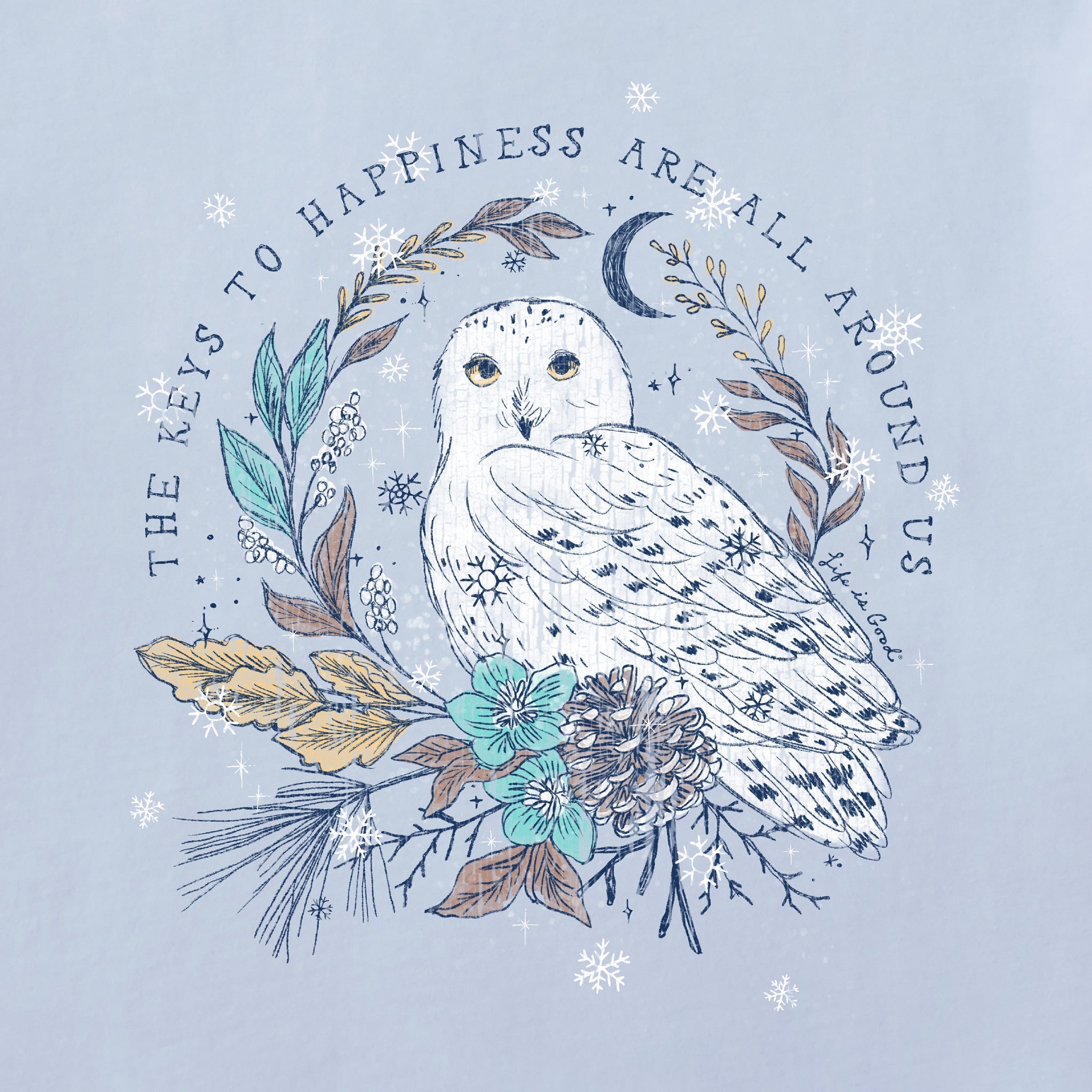 Women's Key to Happiness Snowy Owl Long Sleeve Crusher Tee