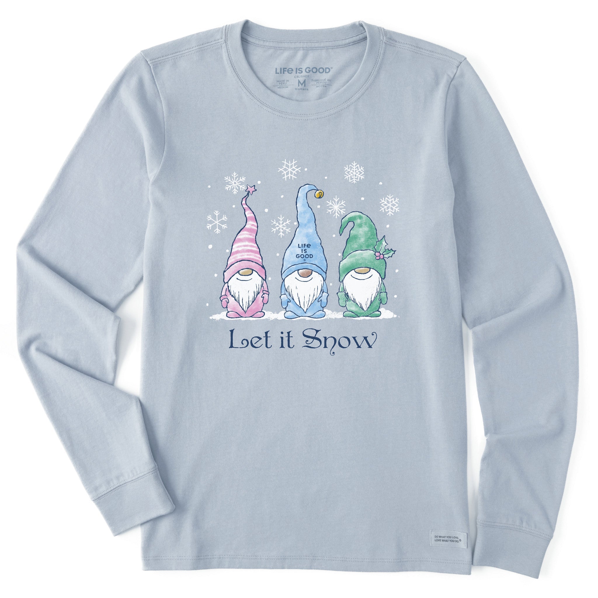 Women's Let it Snow Gnomes Long Sleeve Crusher Tee