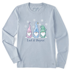 Women's Let it Snow Gnomes Long Sleeve Crusher Tee
