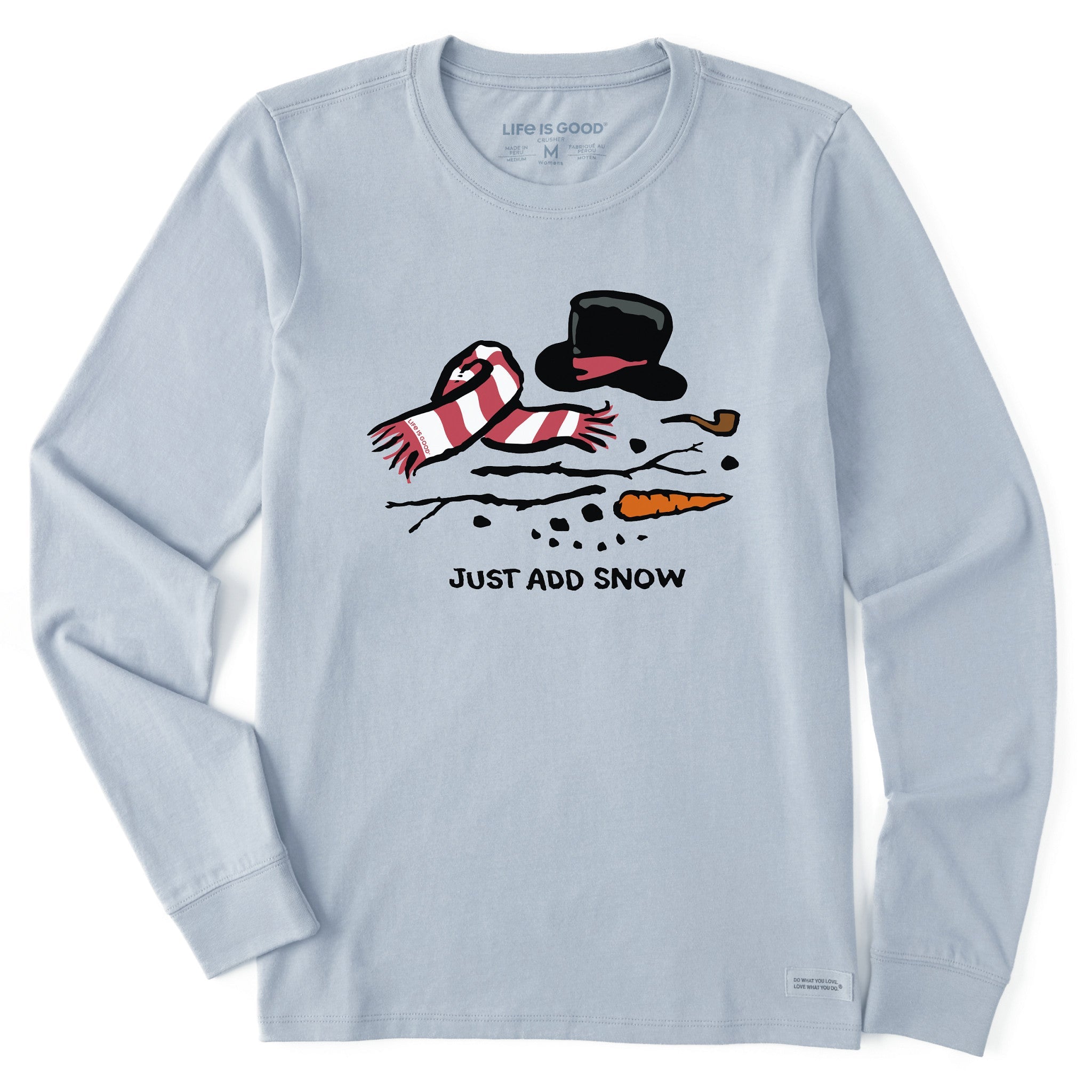Women's Just Add Snow Snowman Long Sleeve Crusher Tee