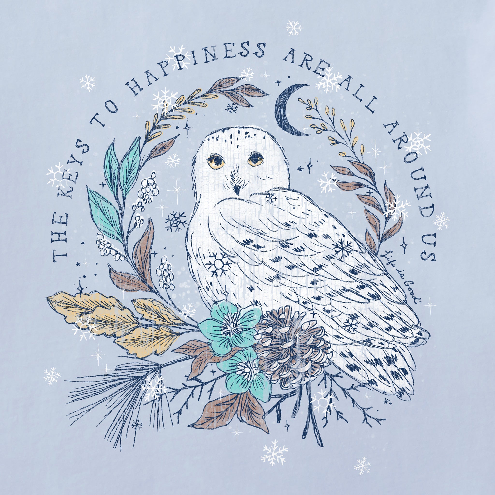 Women's Key to Happiness Snowy Owl Short Sleeve Crusher Tee