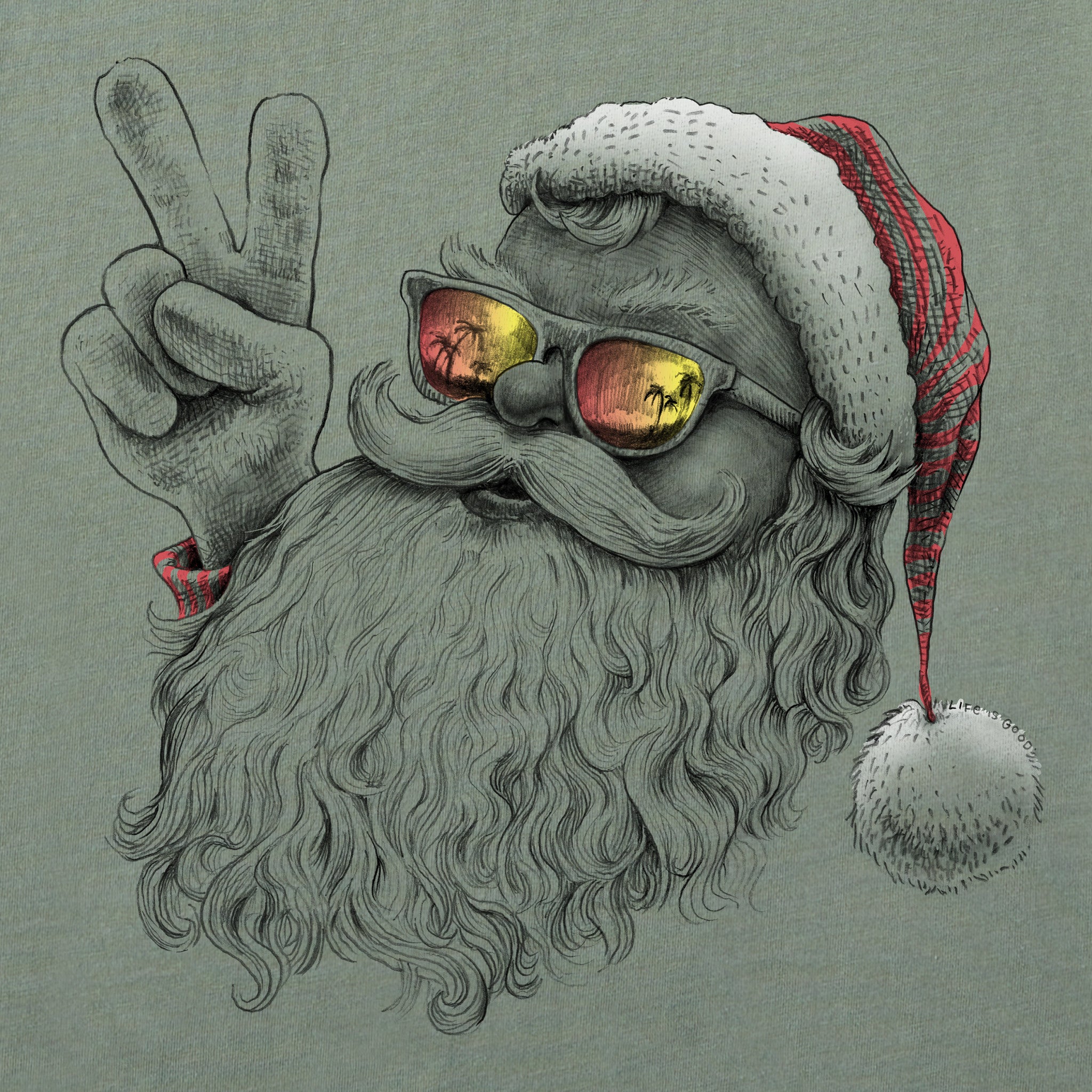 Men's Peaceful Santa Long Sleeve Crusher Tee