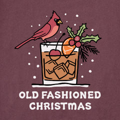 Men's Old Fashioned Christmas Cardinal Long Sleeve Crusher Tee