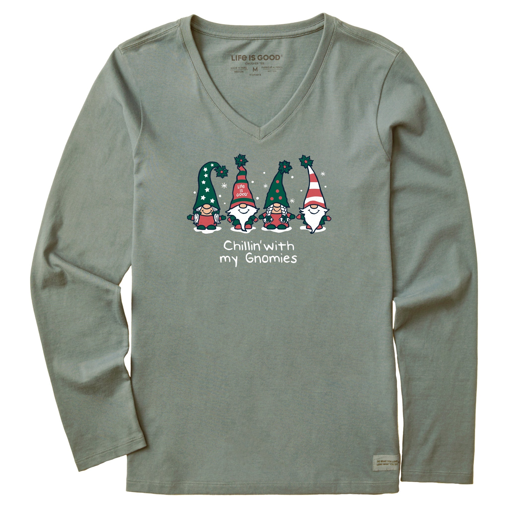 Women's Chillin' with my Gnomies Fam Long Sleeve Crusher Vee
