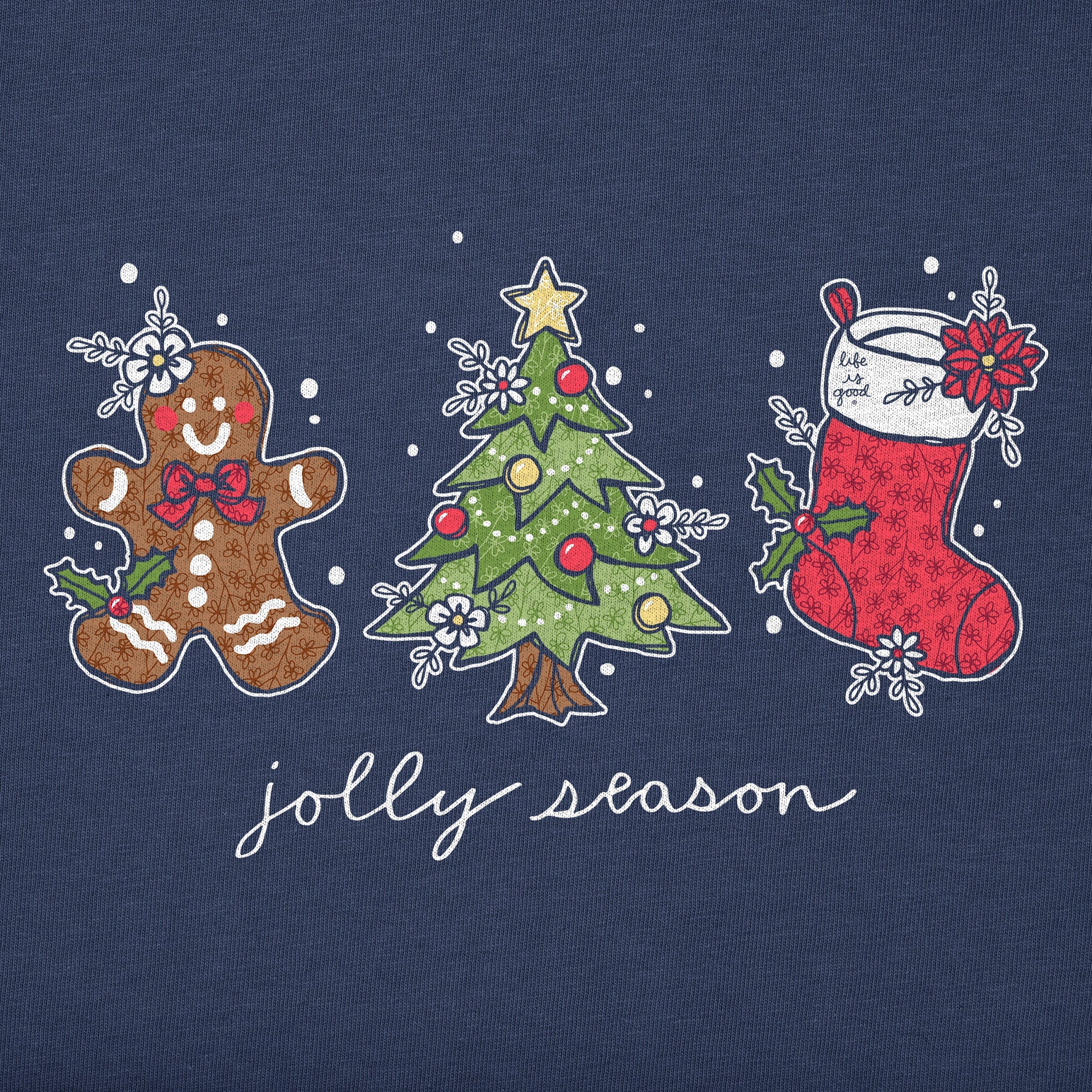 Women's Jolly Season Xmas Long Sleeve Crusher Vee