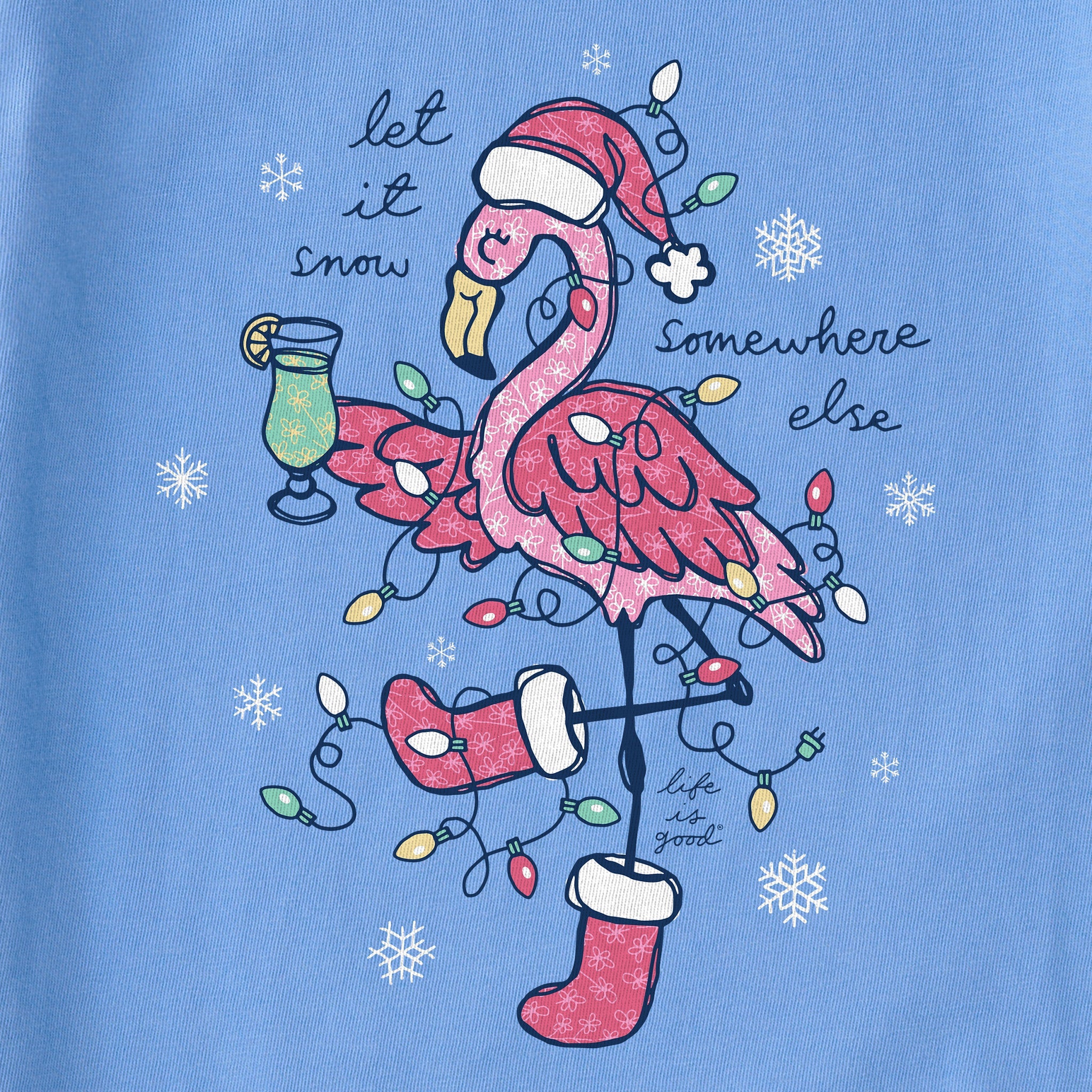 Women's Let It Snow Flamingo Long Sleeve Crusher Tee