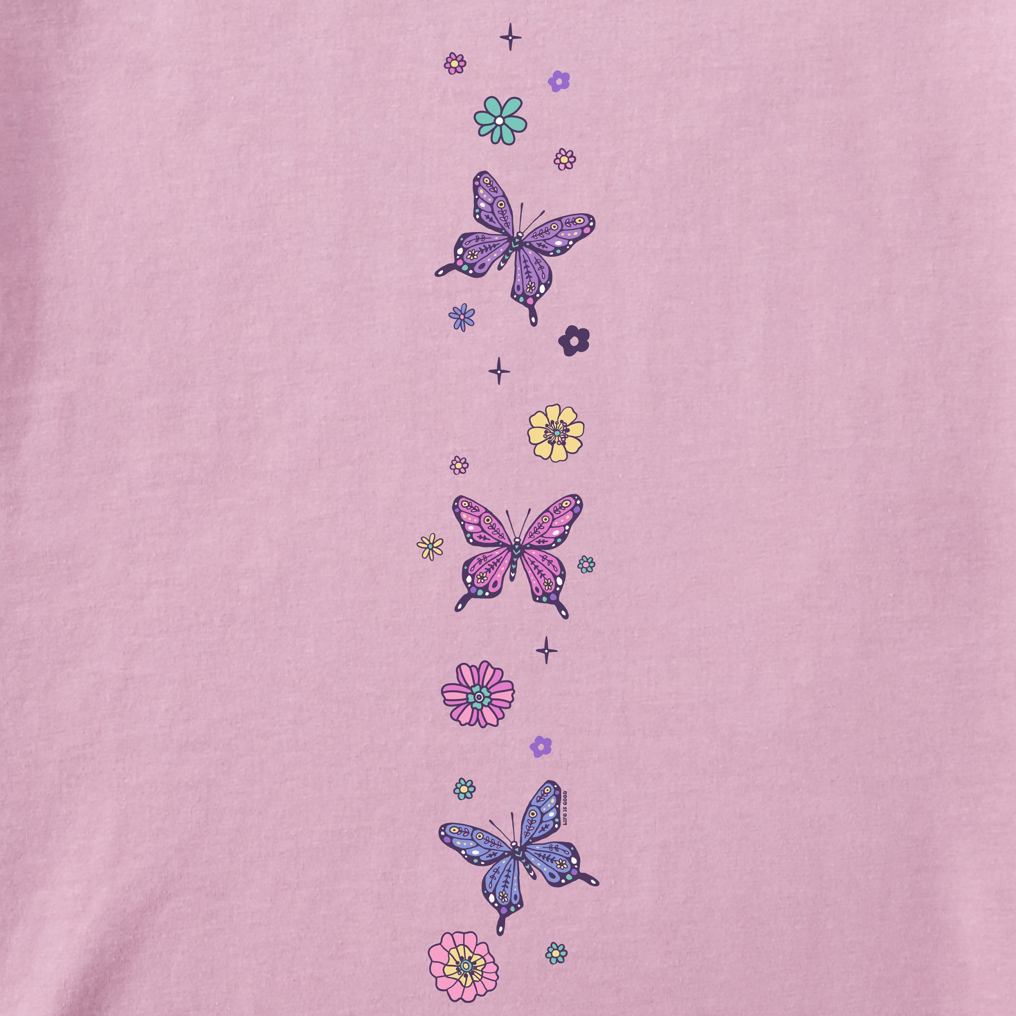 Toddler Retro Butterflies Long Sleeve Crusher Tee