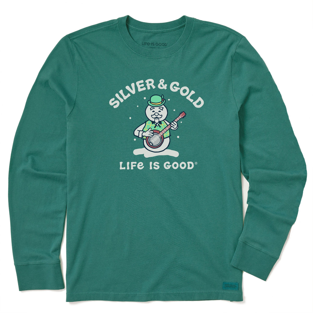 Men's Silver & Gold Snowman Long Sleeve Crusher Tee