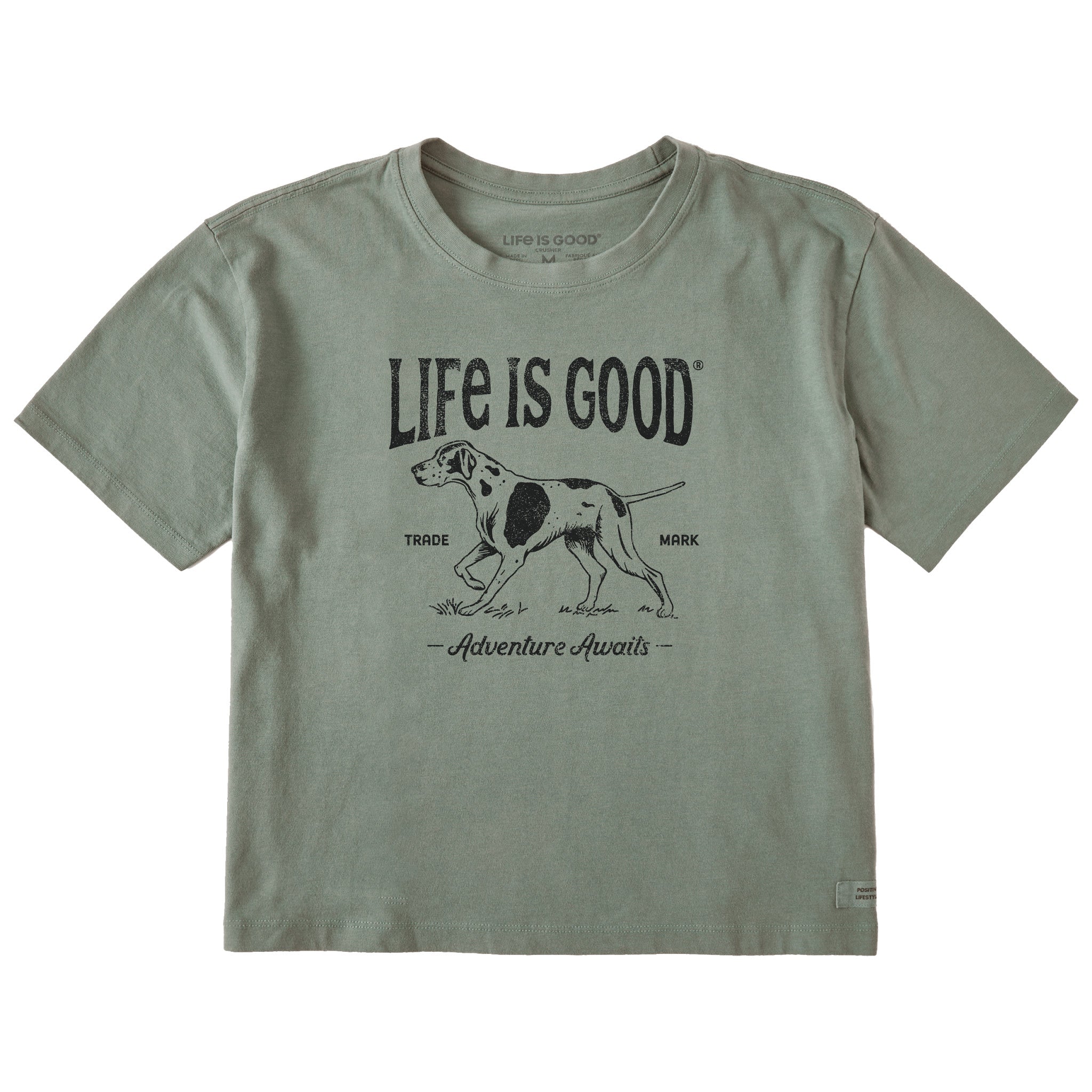 Women's Adventure Awaits Hunting Dog Short Sleeve Crusher Boxy Tee