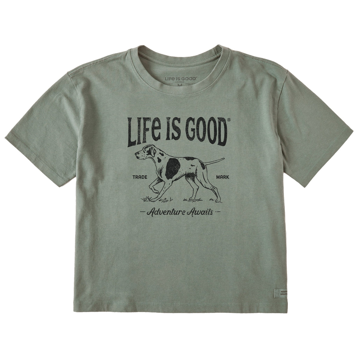 Women's Adventure Awaits Hunting Dog Short Sleeve Crusher Boxy Tee