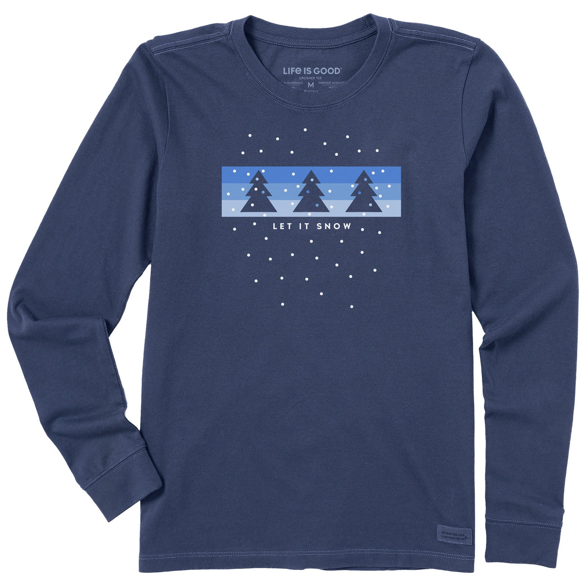 Women's Let it Snow Stripe Trees Long Sleeve Crusher Tee