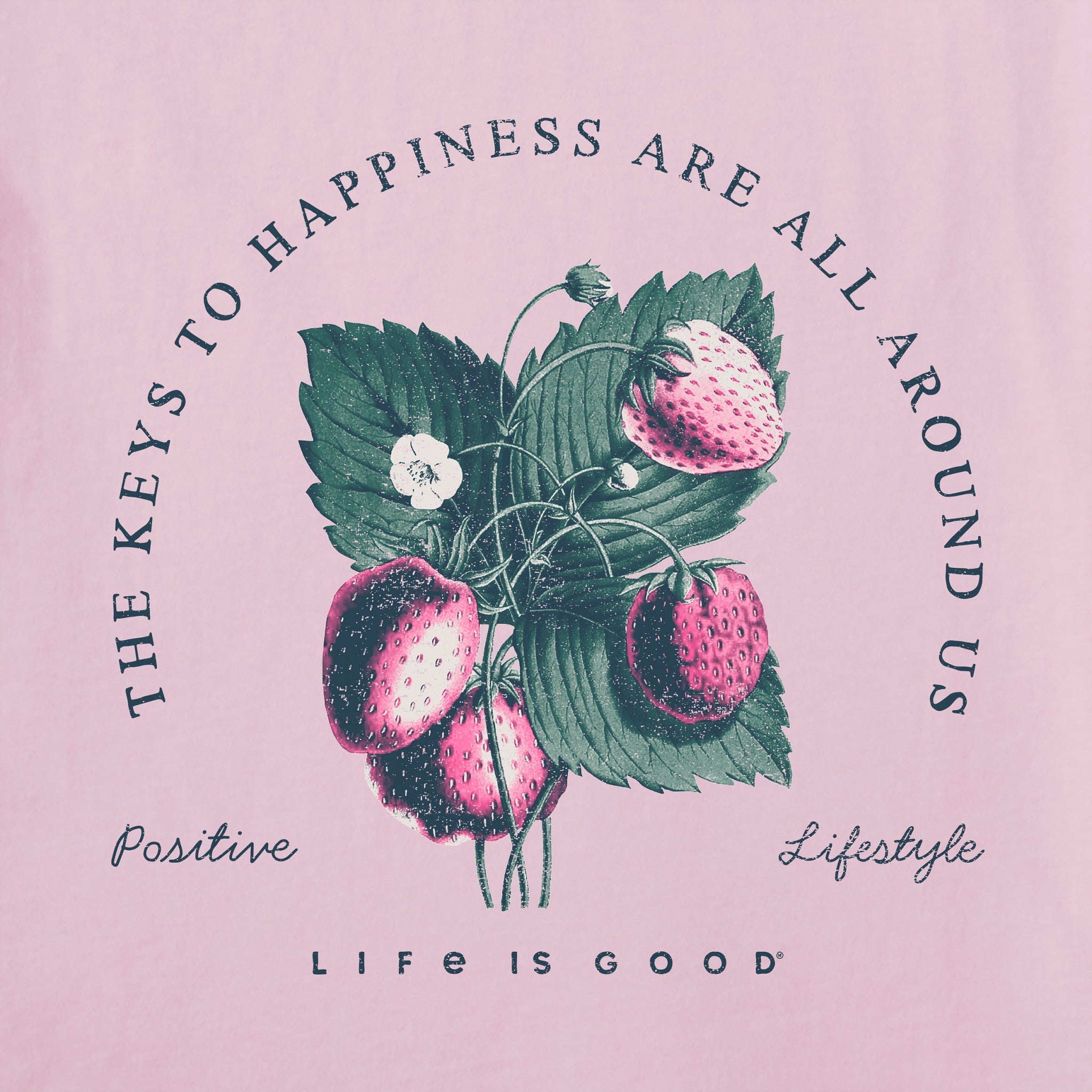 Women's Antique Keys to Happiness Flowers Short Sleeve Tee