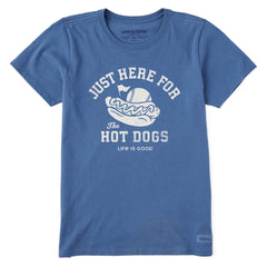 Women's Here for the Hot Dogs Baseball Short Sleeve Crusher Tee