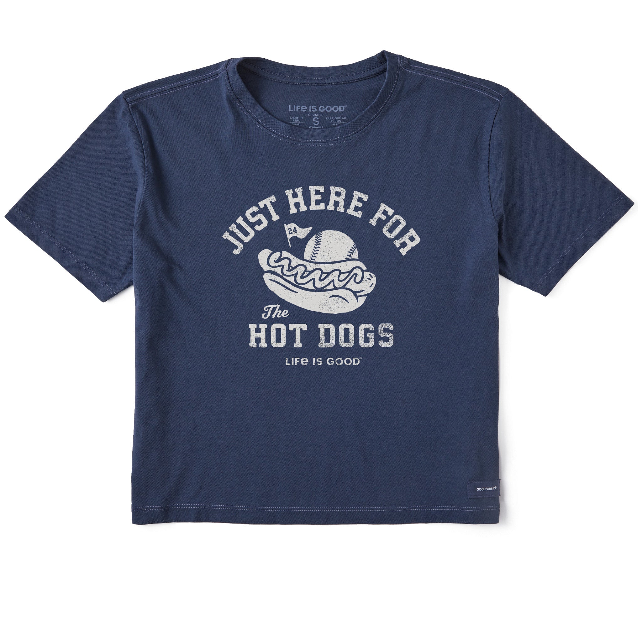 Women's Here for the Hot Dogs Baseball Short Sleeve Crusher Boxy Tee