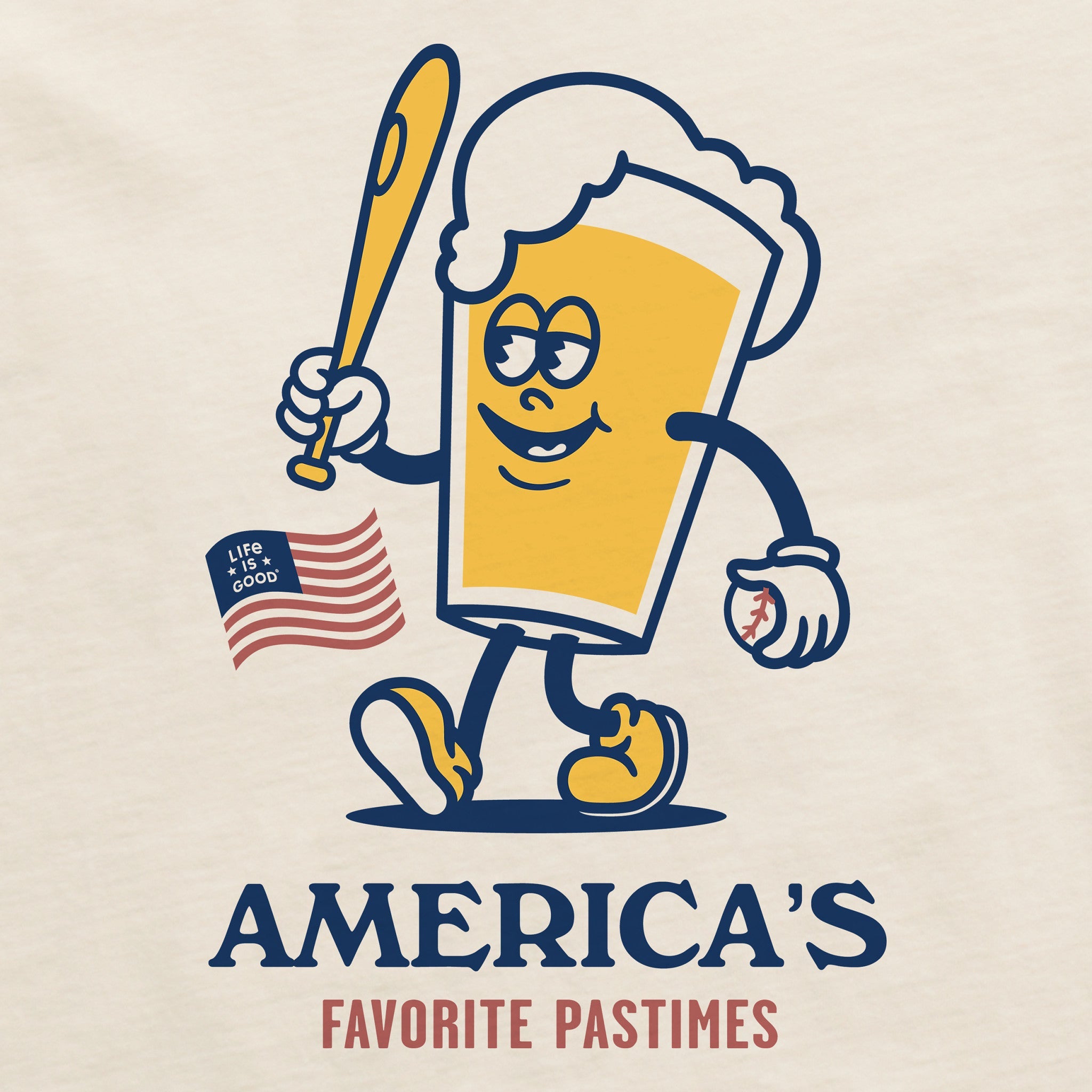 Women's America's Favorite  Baseball Beer Short Sleeve Crusher Boxy Tee