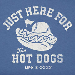 Men's Here for the Hot Dogs Baseball Short Sleeve Crusher Tee