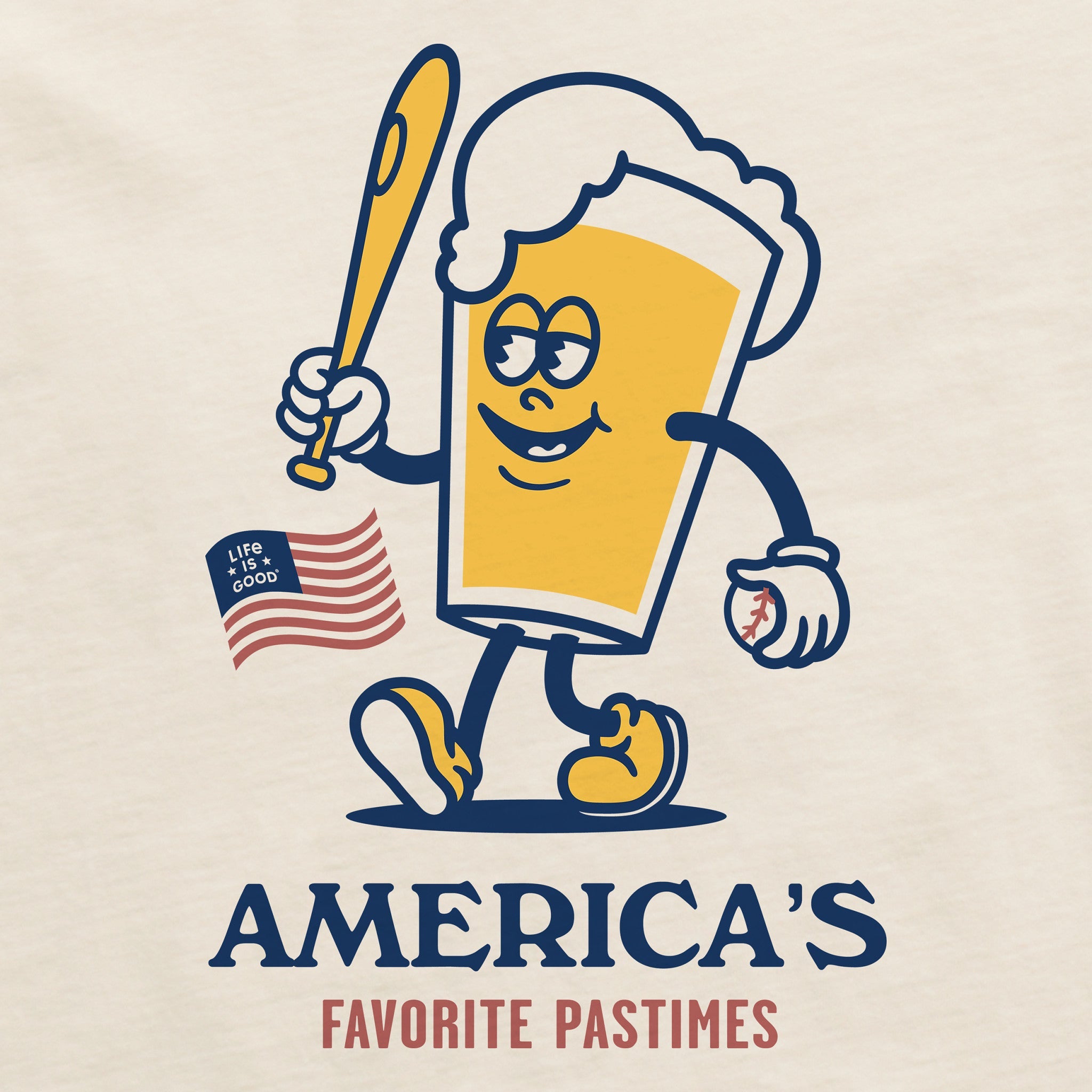 Men's America's Favorite  Baseball Beer Short Sleeve Crusher Tee
