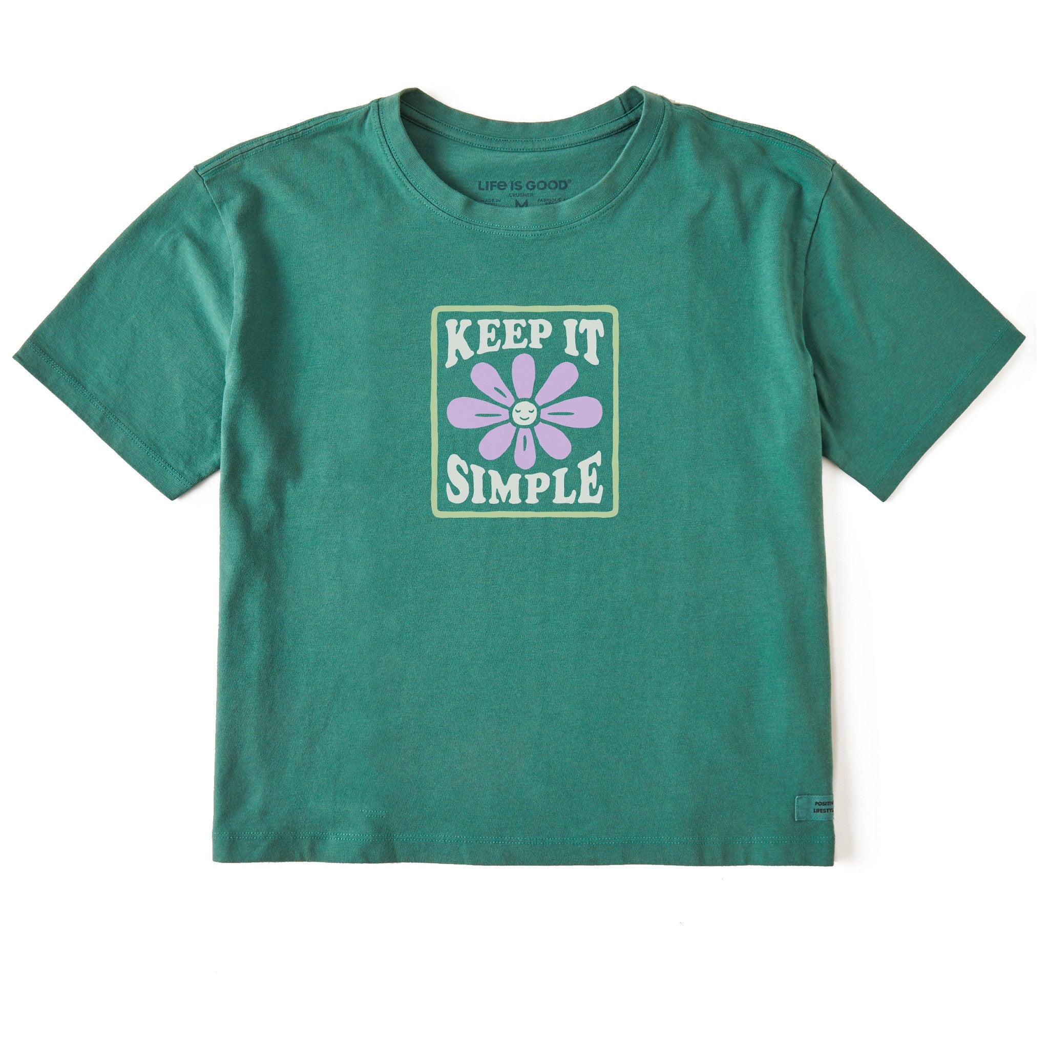 Women's Keep it Simple Daisy Smile Short Sleeve Crusher Boxy Tee