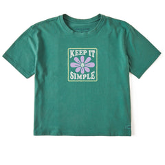 Women's Keep it Simple Daisy Smile Short Sleeve Crusher Boxy Tee