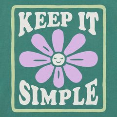 Women's Keep it Simple Daisy Smile Short Sleeve Crusher Boxy Tee