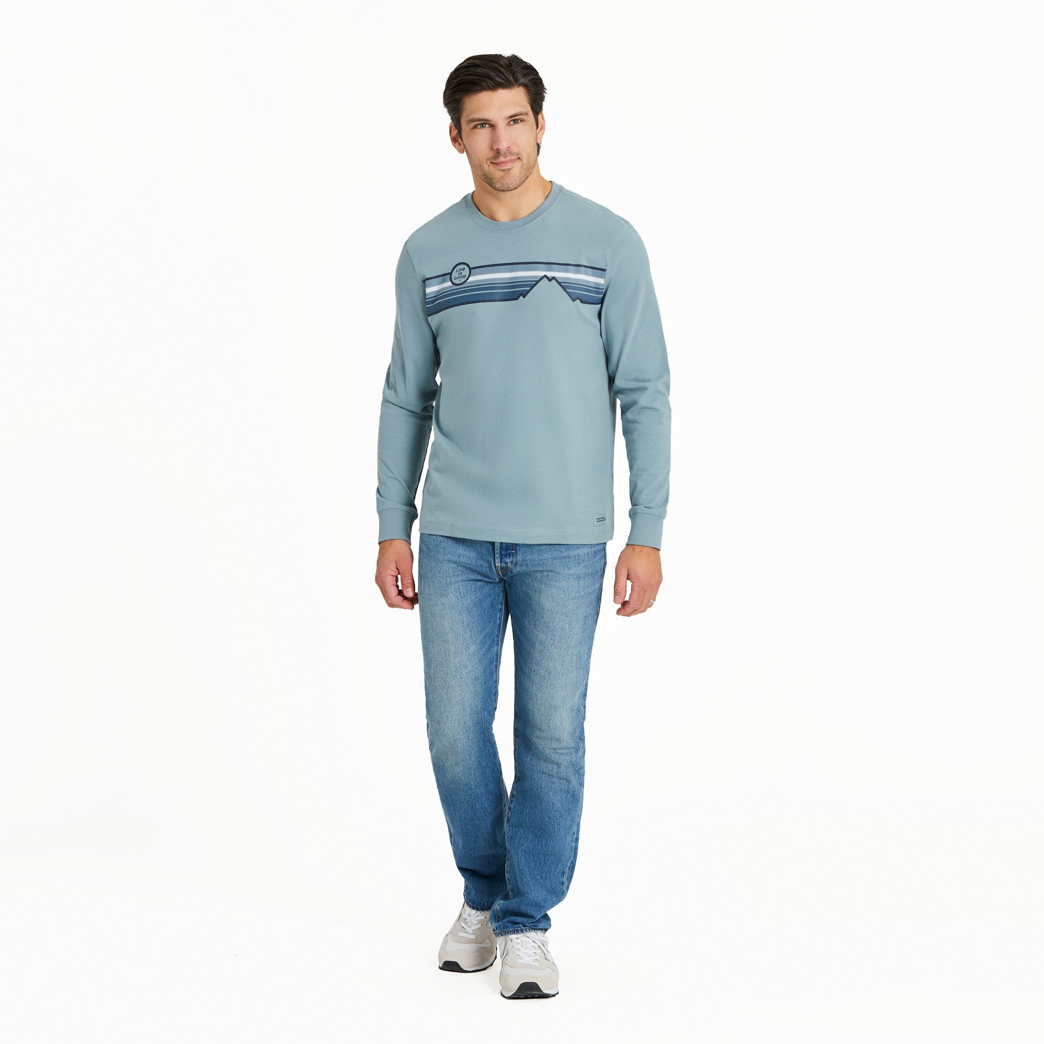 Men's Stripe Mountains Long Long Sleeve Crusher Tee