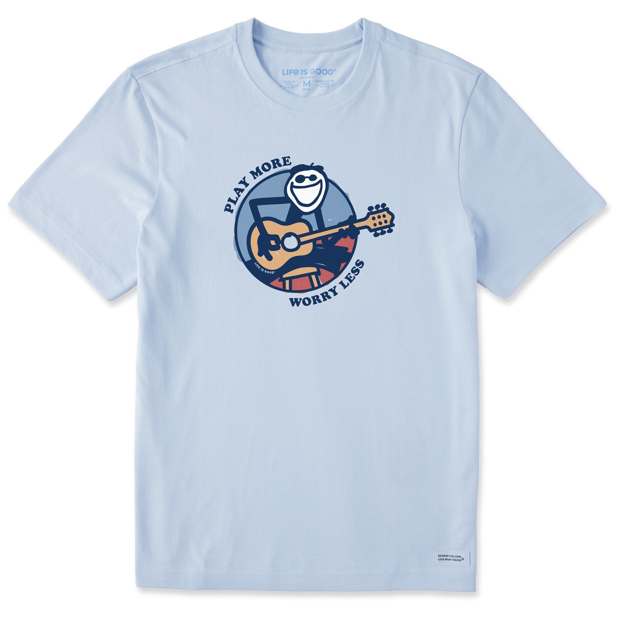 Men's Play More Worry Less Jake Guitar Short Sleeve  Tee