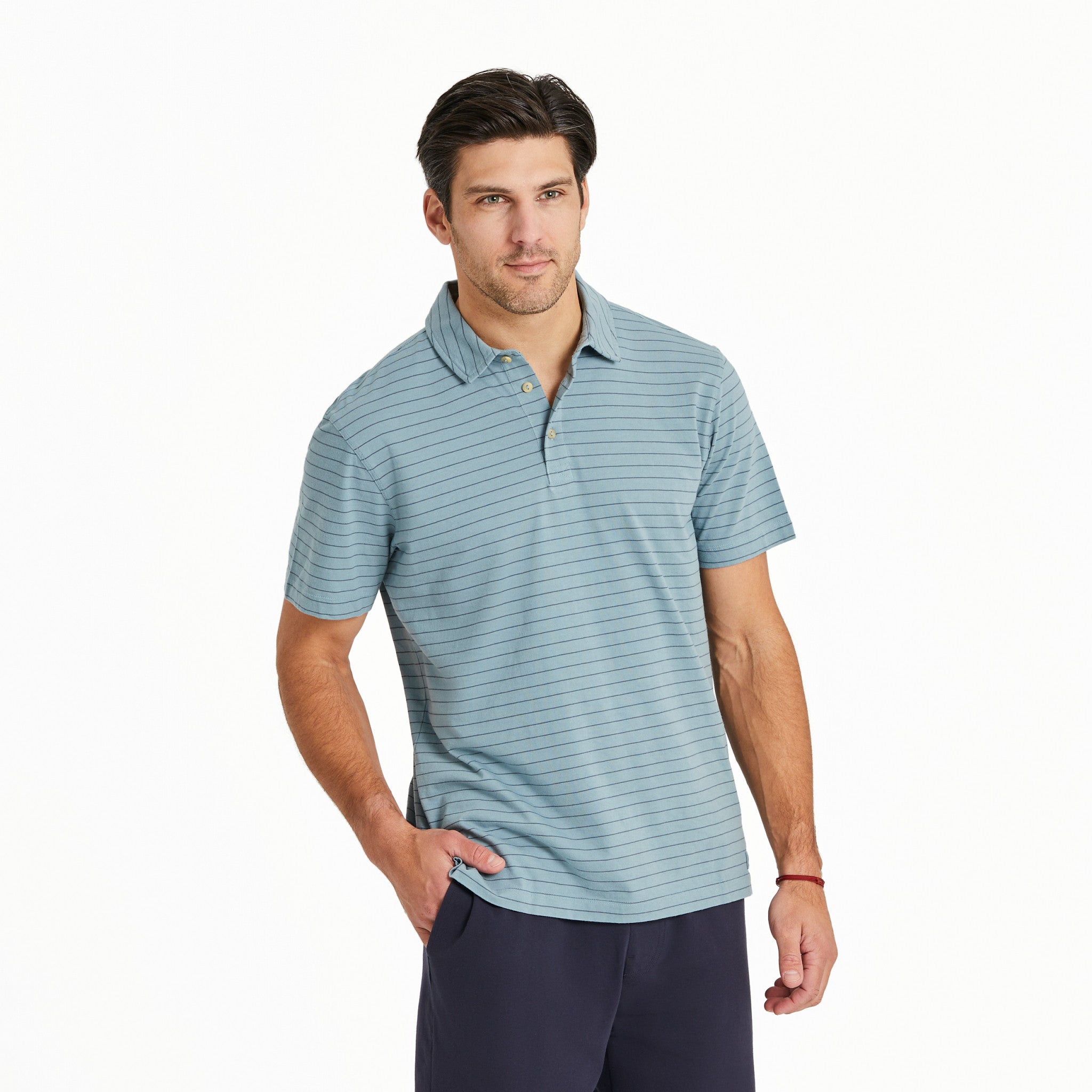 Men's Solid Short Sleeve Striped Crusher-LITE Polo