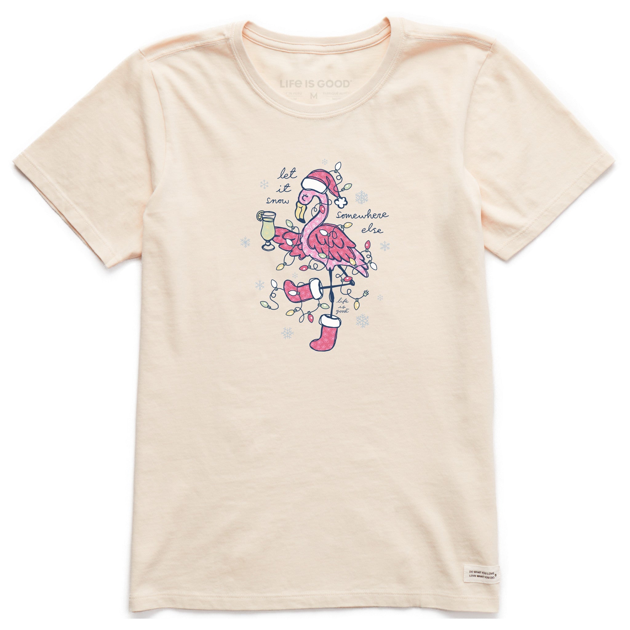 Women's Let It Snow Flamingo Short Sleeve Crusher Tee