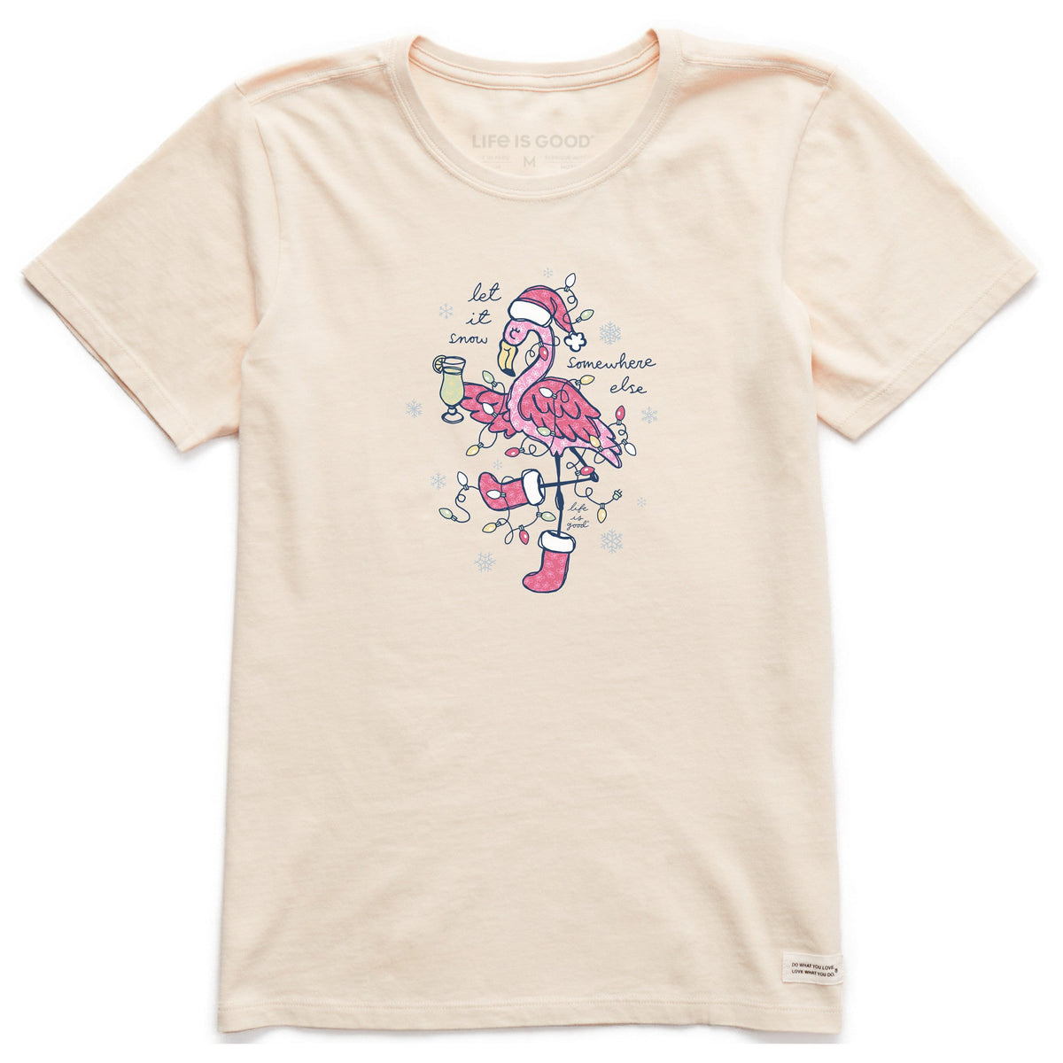 Women's Let It Snow Flamingo Short Sleeve Crusher Tee
