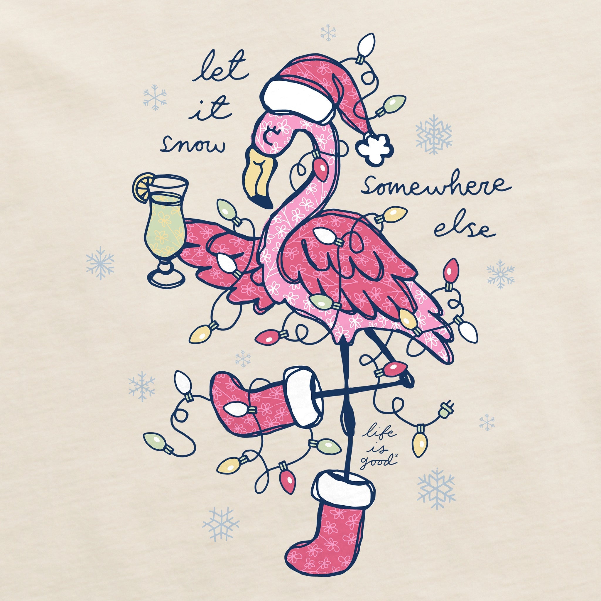 Women's Let It Snow Flamingo Short Sleeve Crusher Tee