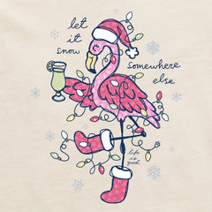 Women's Let It Snow Flamingo Short Sleeve Crusher Tee
