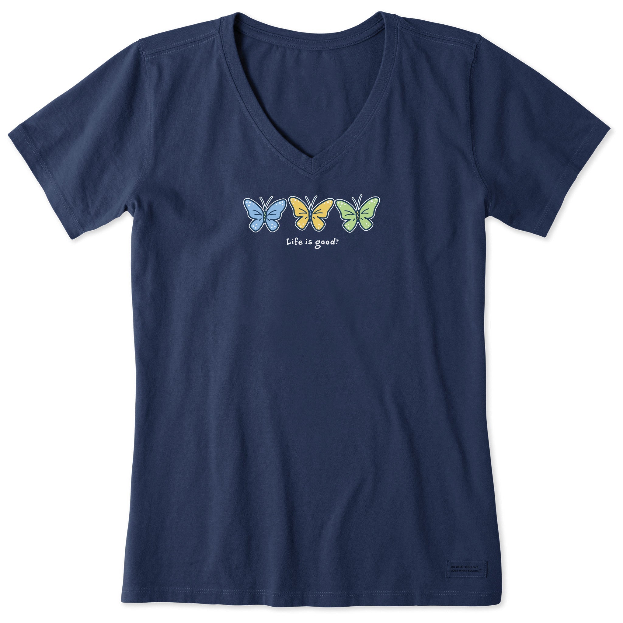 Women's 3 Butterflies Short Sleeve Crusher Vee