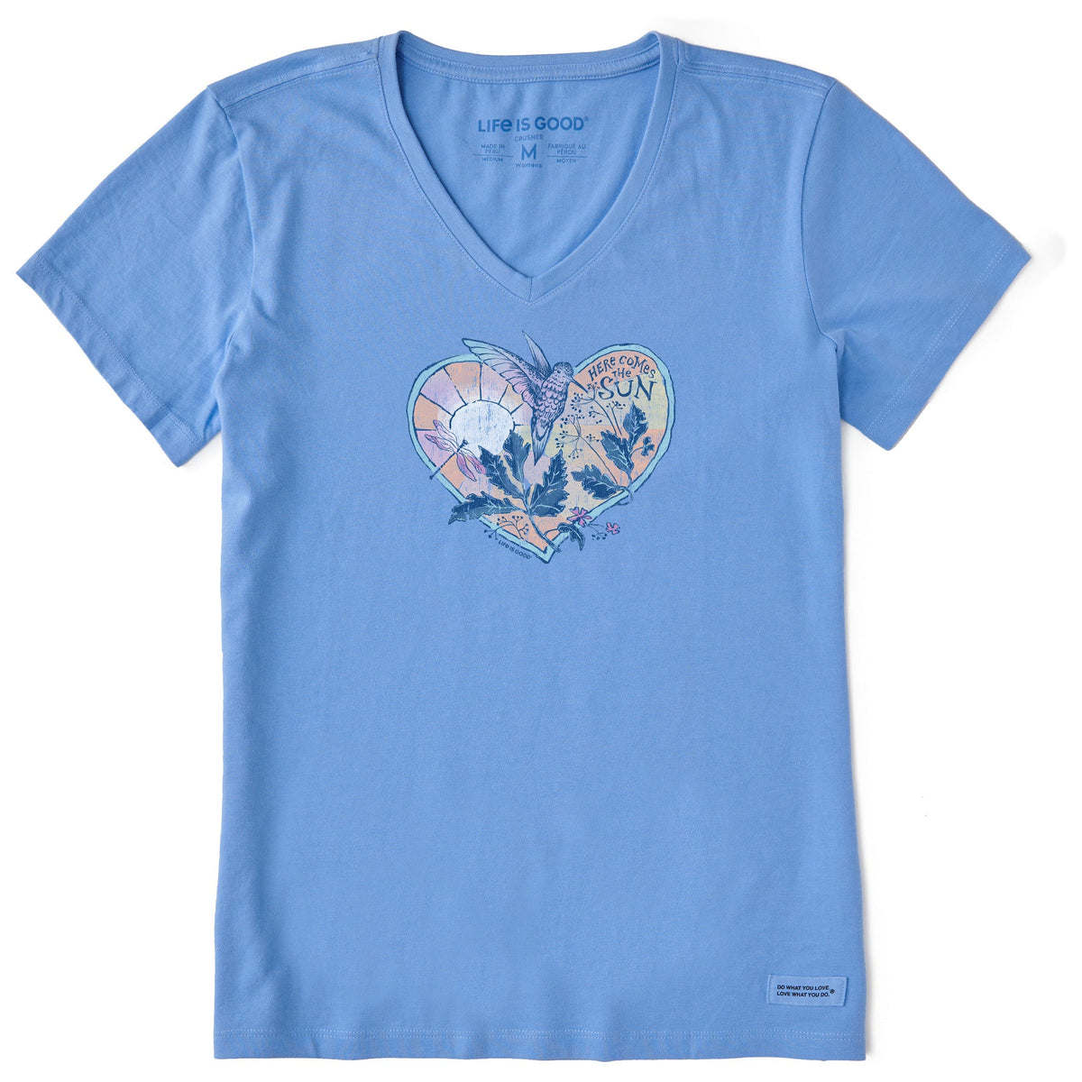 Women's Hummingbird Heart Short Sleeve Crusher Vee