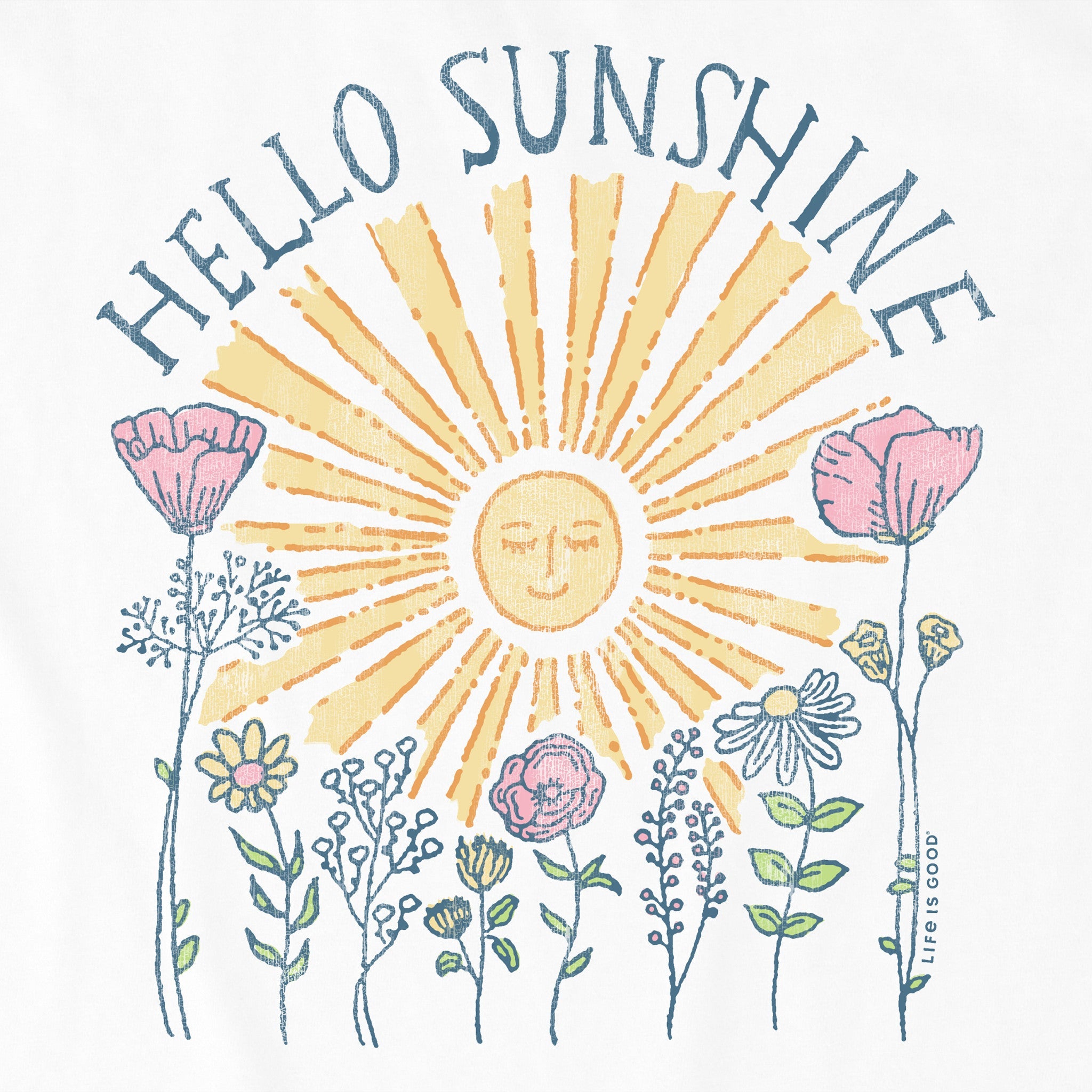 Women's Hello Sunshine Sun & Flowrs Short Sleeve Crusher Vee